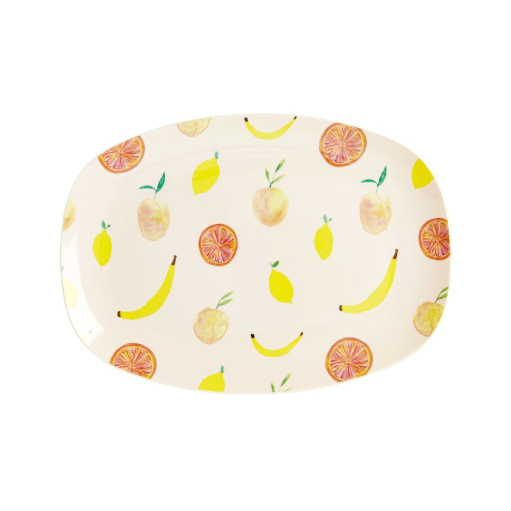 Kleiner rechteckiger Teller Happy Fruits – Fräulein Anna