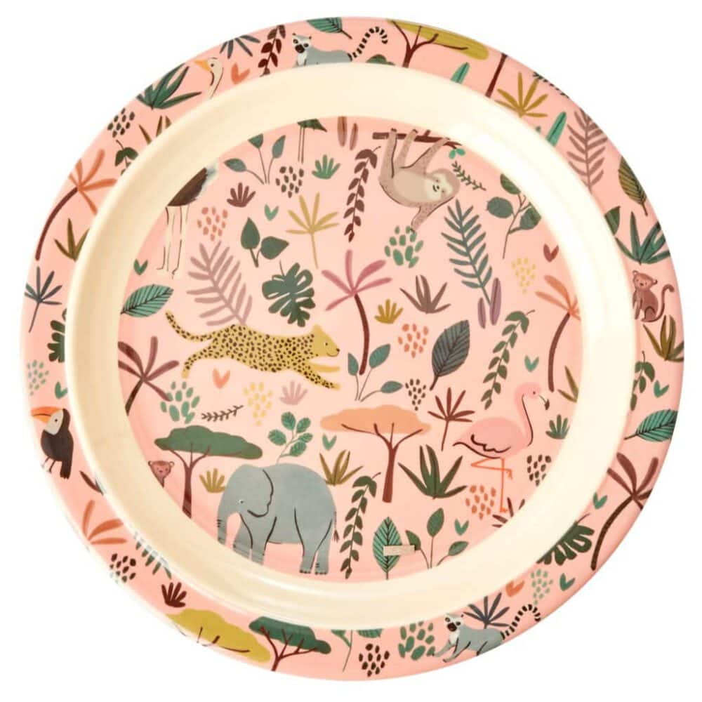 rice kinderteller jungle print, rosa