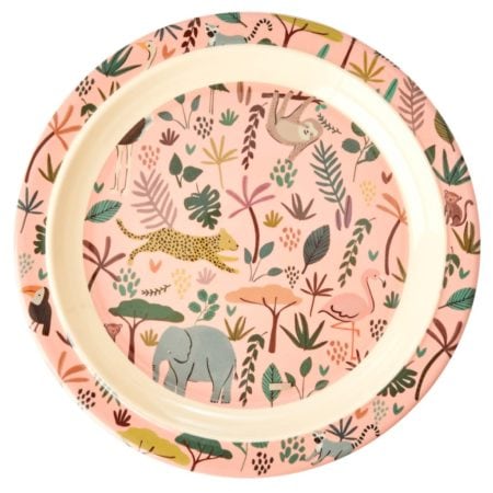 rice kinderteller jungle print, rosa