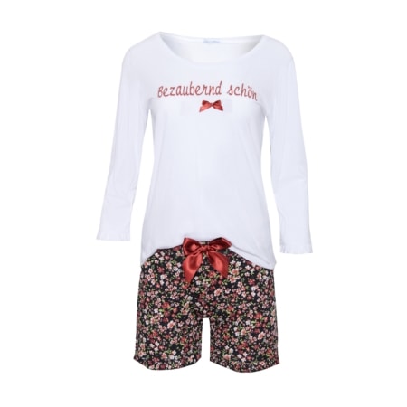 louis & louisa short-set damen-pyjama 'bezaubernd schön' weiß/blumen