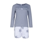 louis & louisa short-set damen-pyjama 'himmlische momente', grau/weiß