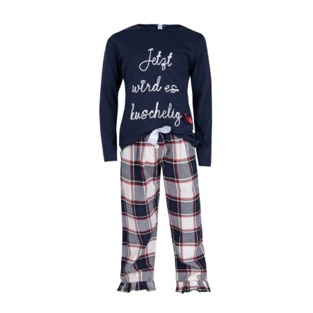 louis & louisa kinder-pyjama 'jetzt wird es kuschelig' blau/flanell