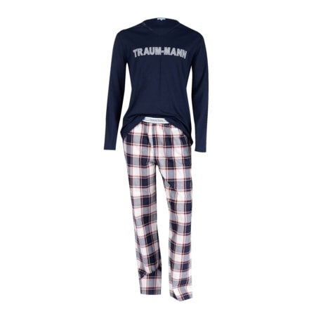 louis & louisa herren-pyjama 'traummann' blau/flanell