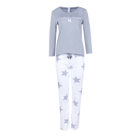 louis & louisa kinder-pyjama 'himmlische momente' grau/weiß