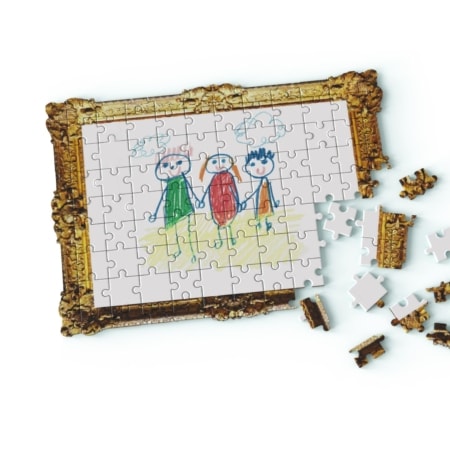 diy puzzle zum verschenken - kinderzeichnung