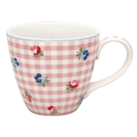 greengate tasse ‘viola’ check pale pink