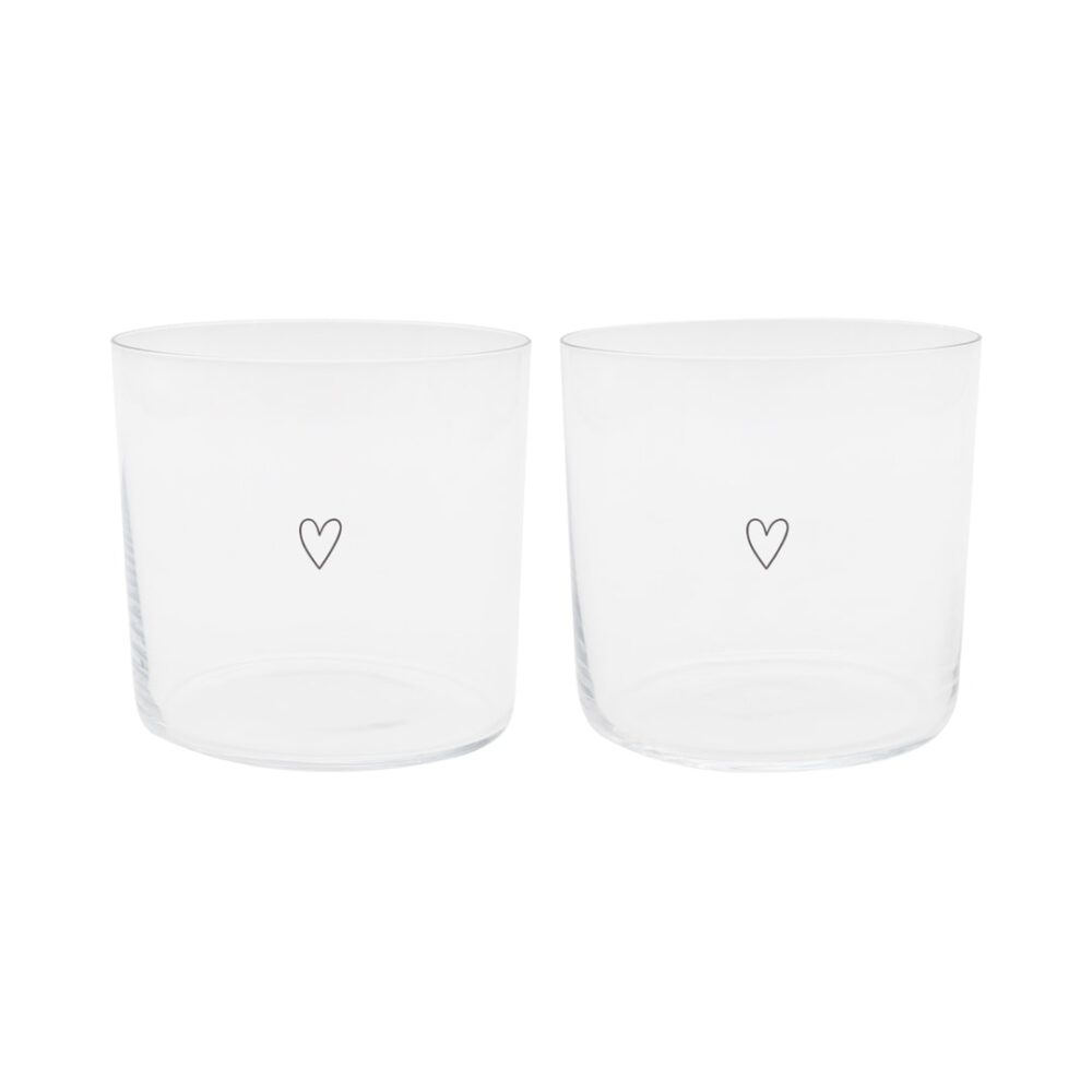 eulenschnitt trinkglas "herz" schwarz