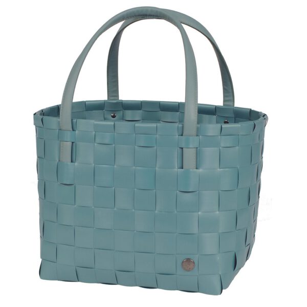 handed by flechtkorb color match shopper teal blue