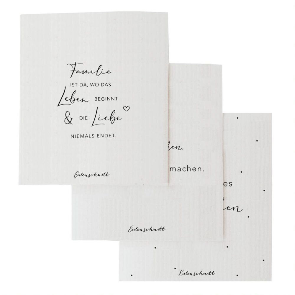 eulenschnitt set schwammtücher, sprüche