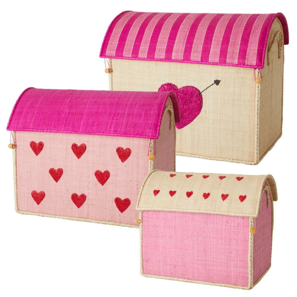 rice aufbewahrungskorb hearts, rosa - diverse größen