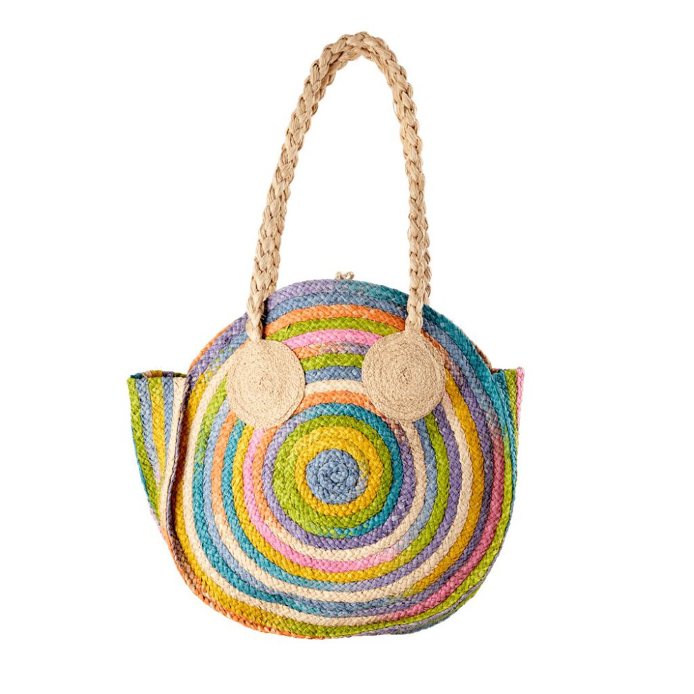 rice runde raffia tasche large, multi