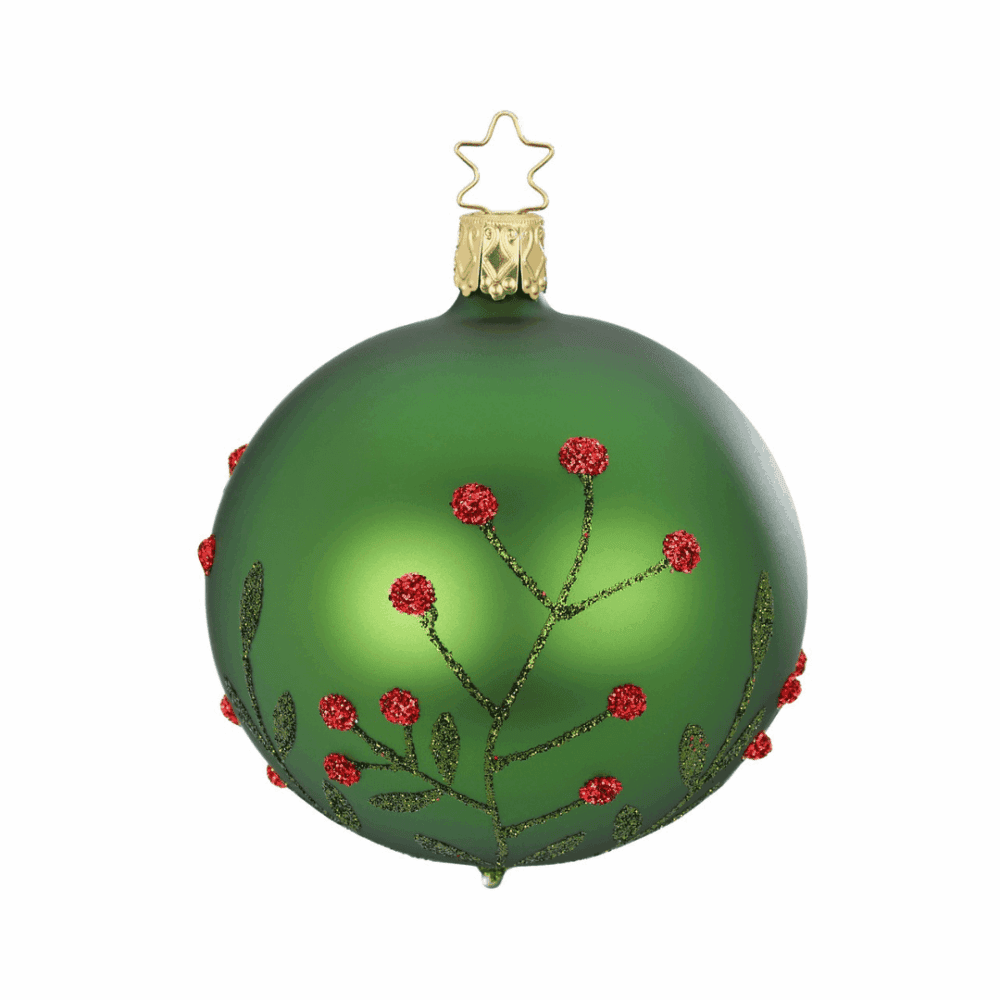 inge glas christbaumkugel "wildblume", fichtengrün, matt