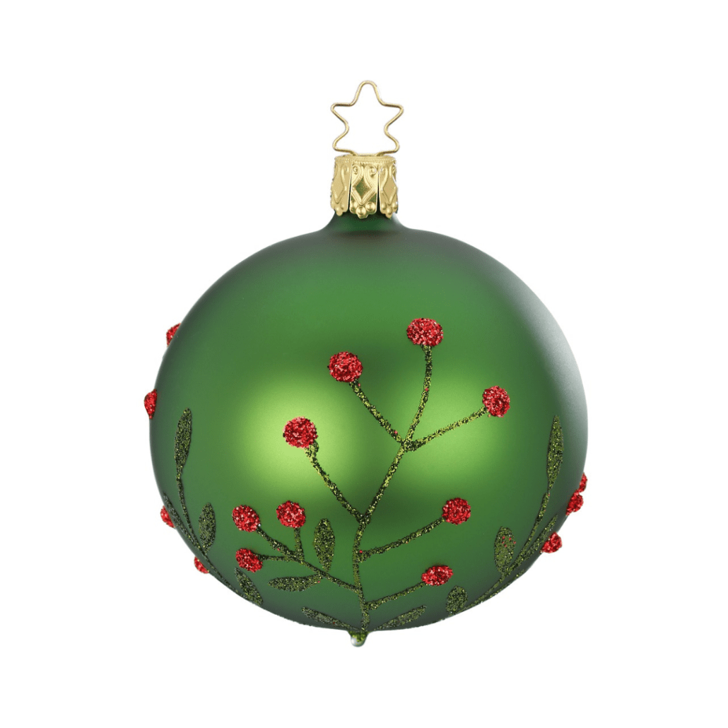 INGE GLAS Christbaumkugel "Wildblume", Fichtengrün, matt • Fräulein Anna
