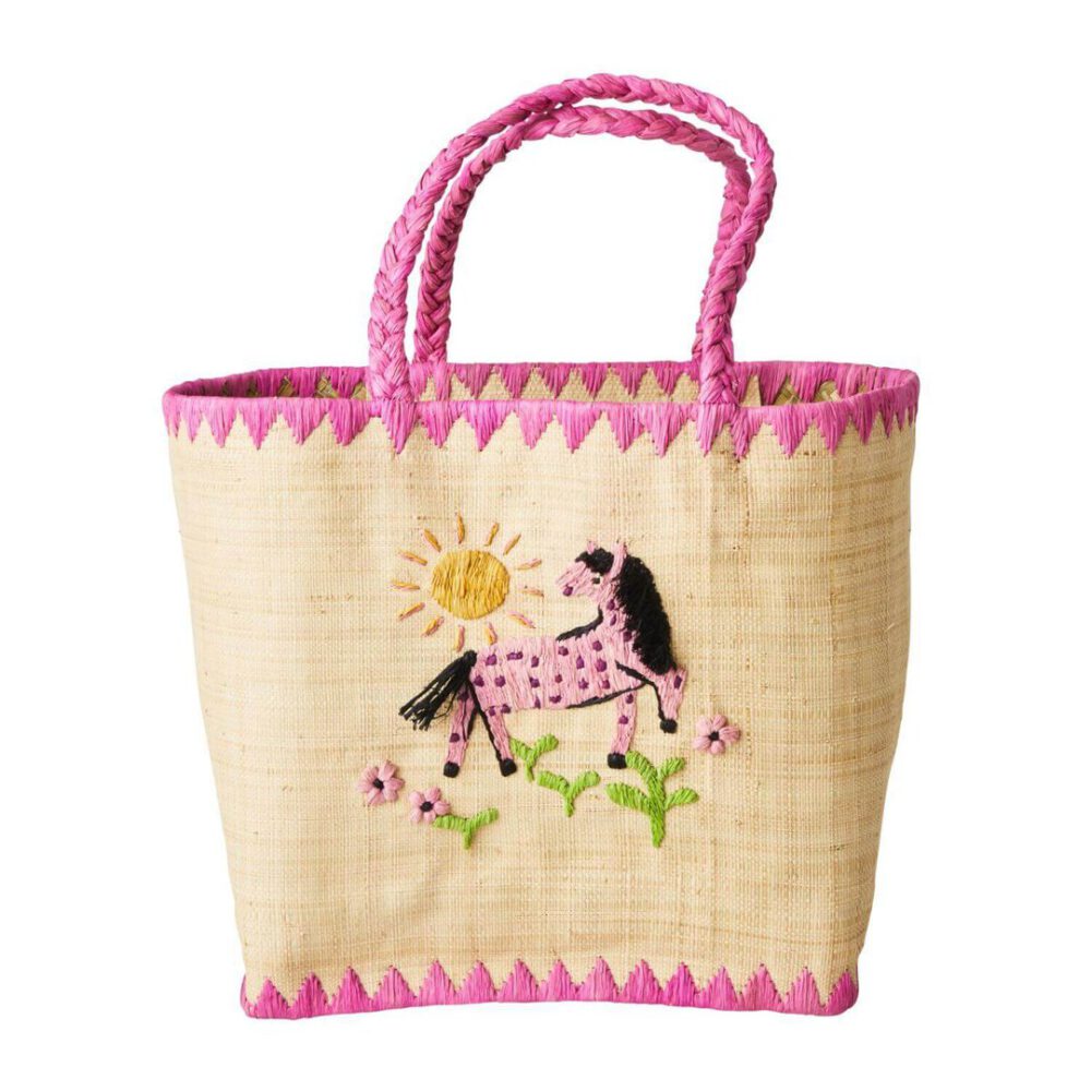 rice korbtasche, pink farm print