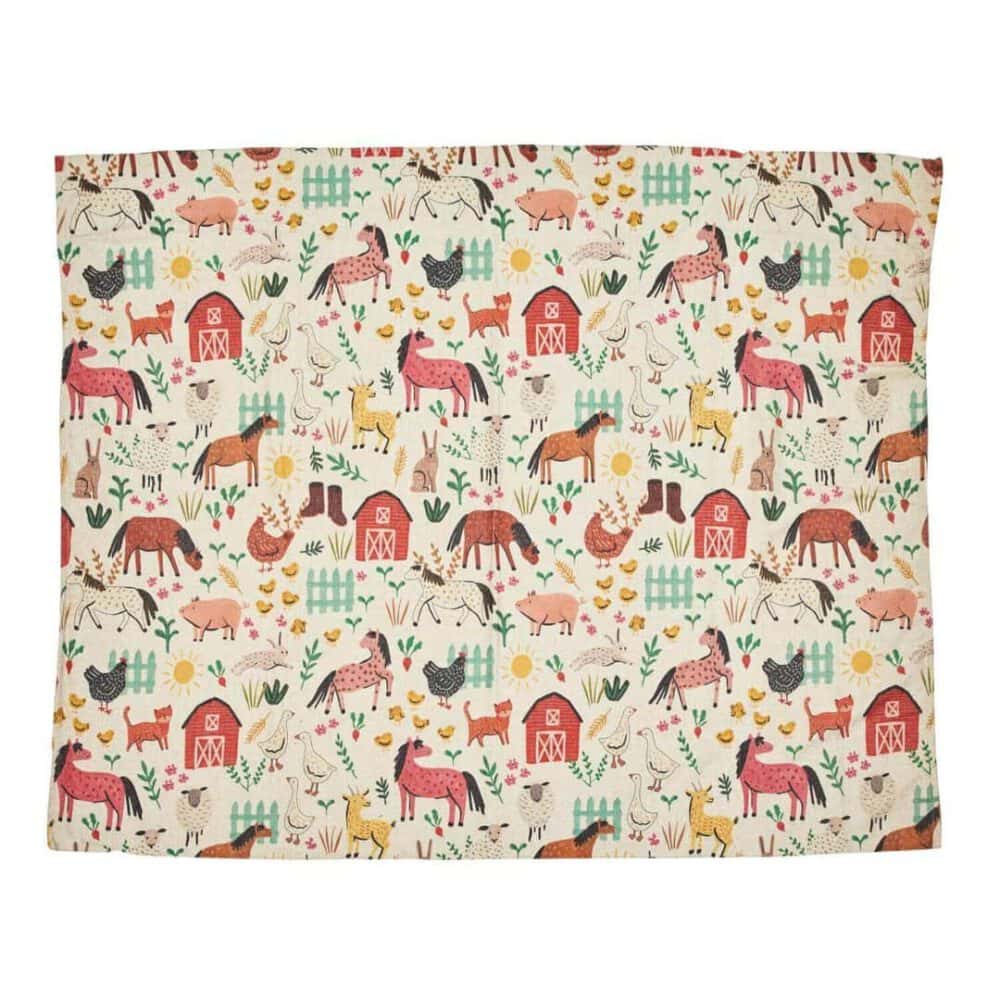 rice plaid, blue farm print