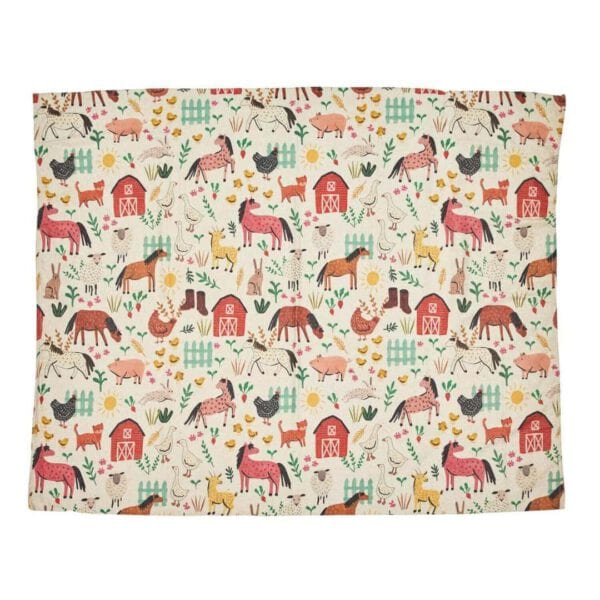 rice plaid, blue farm print