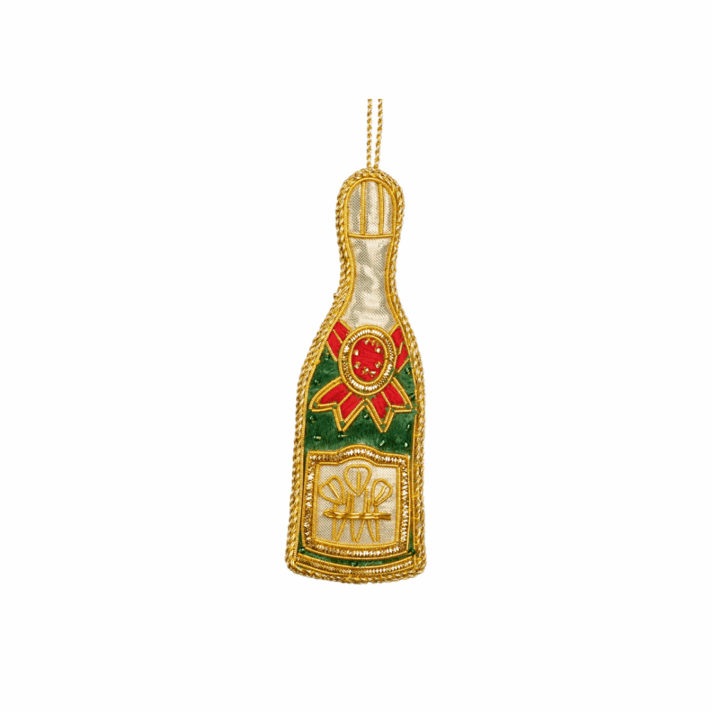 goodwill glas-christbaumanhänger, champagne bottle, bestickt