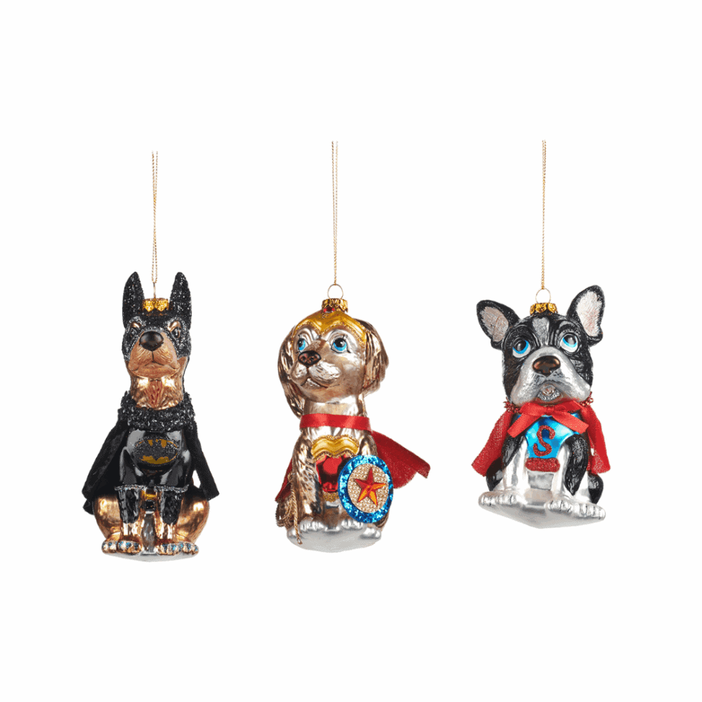 goodwill christbaumanhänger "superhero dog", 3 farben - schwarz