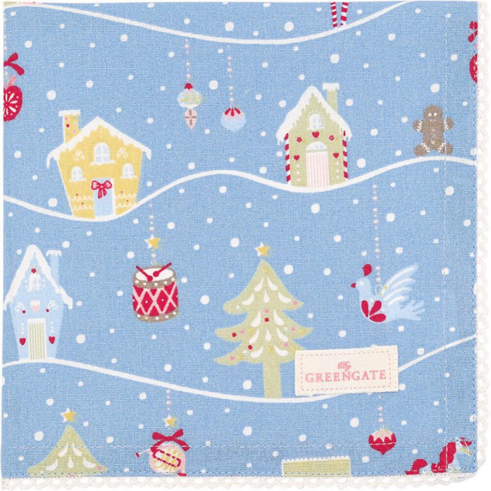 greengate schürze ‘laura christmas’ dusty blue