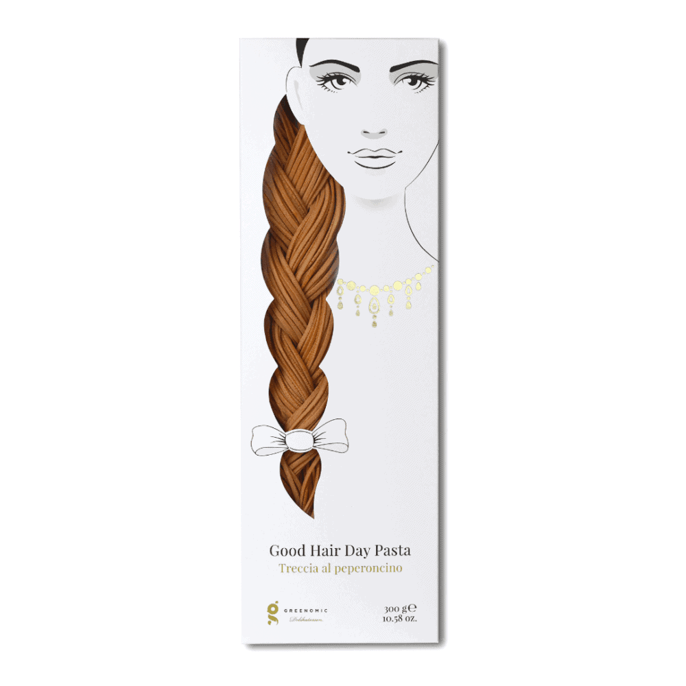 greenomic good hair day pasta, treccia al peperoncino