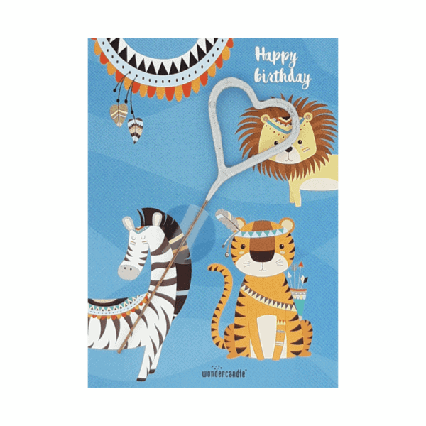 wondercandle, karte mit sprühkerze, animal
