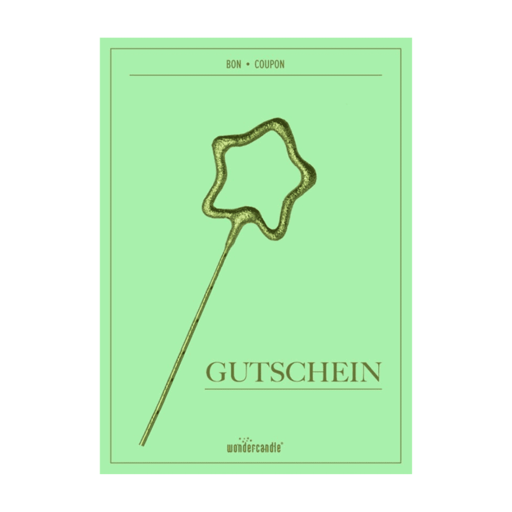 wondercandle, karte mit sprühkerze, gutschein