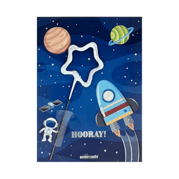 wondercandle, karte mit sprühkerze, space
