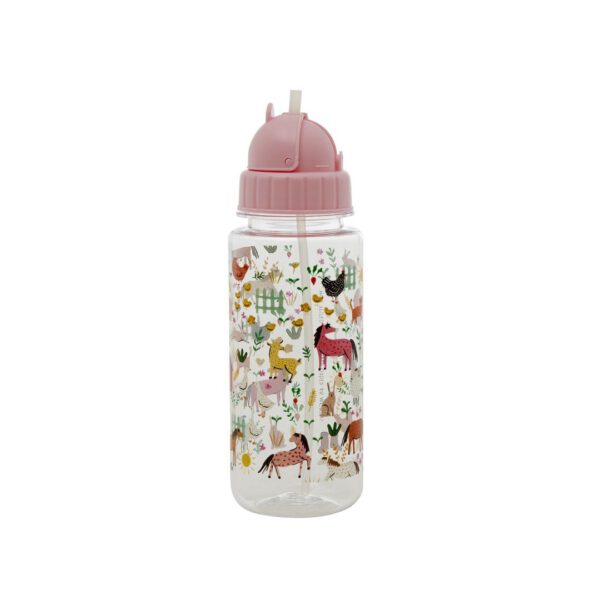 rice trinkflasche soft pink farm print