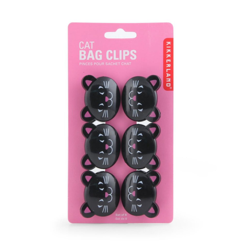 kikkerland tütenclips schwarze katzen, 6er set