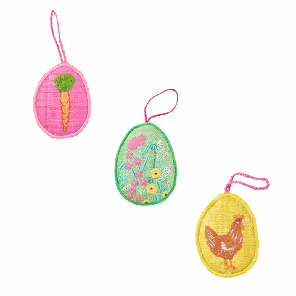 rice raffia-osteranhänger, 3 motive