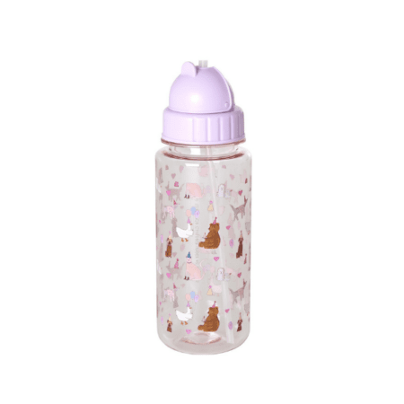 rice kinder-trinkflasche, party animal print, lavendel