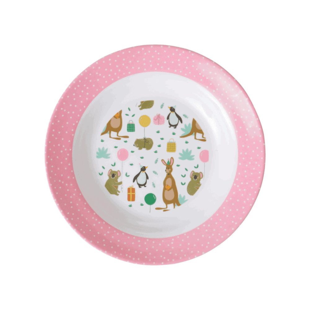 rice kinderteller "party animals", pink