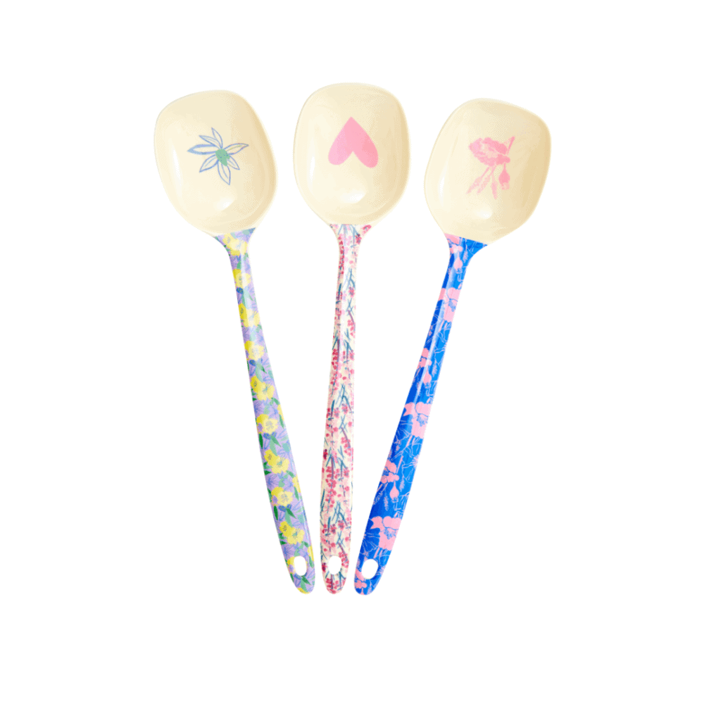 rice melamin kochlöffel "flower me happy", diverse motive - lavendel