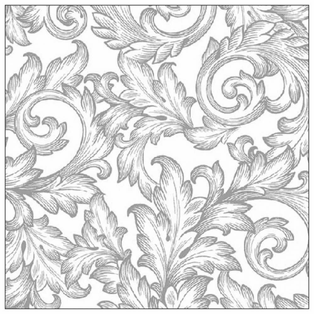 ambiente, papierservietten "baroque silver-white", 33 cm