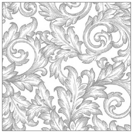 ambiente, papierservietten "baroque silver-white", 33 cm