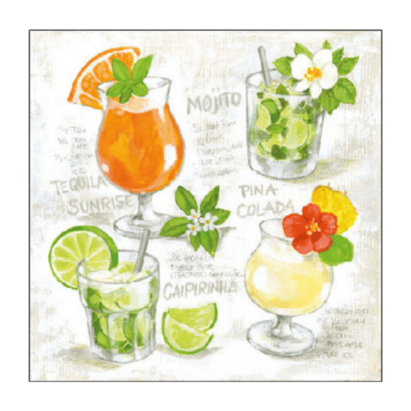 ambiente, papierservietten "four cocktails", 25 cm