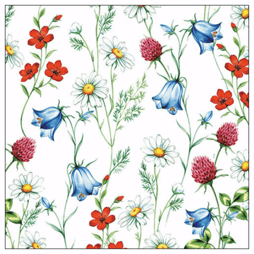 ambiente, papierservietten "mixed wild flowers white", 33 cm