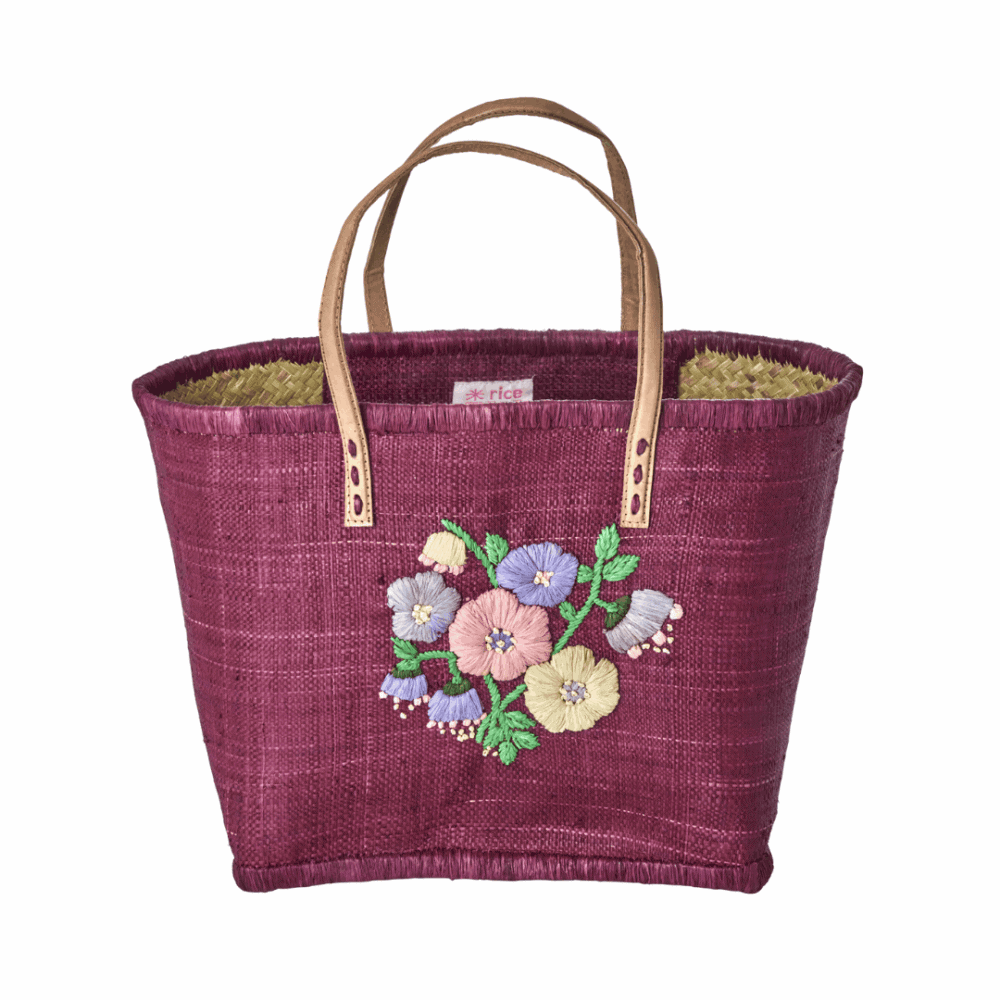 rice korbtasche "heavy flower" soft plum, medium