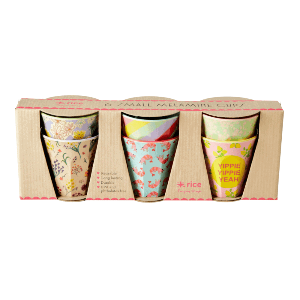 rice kleine becher "yippie yippie yeah", mehrere muster - blumen-print