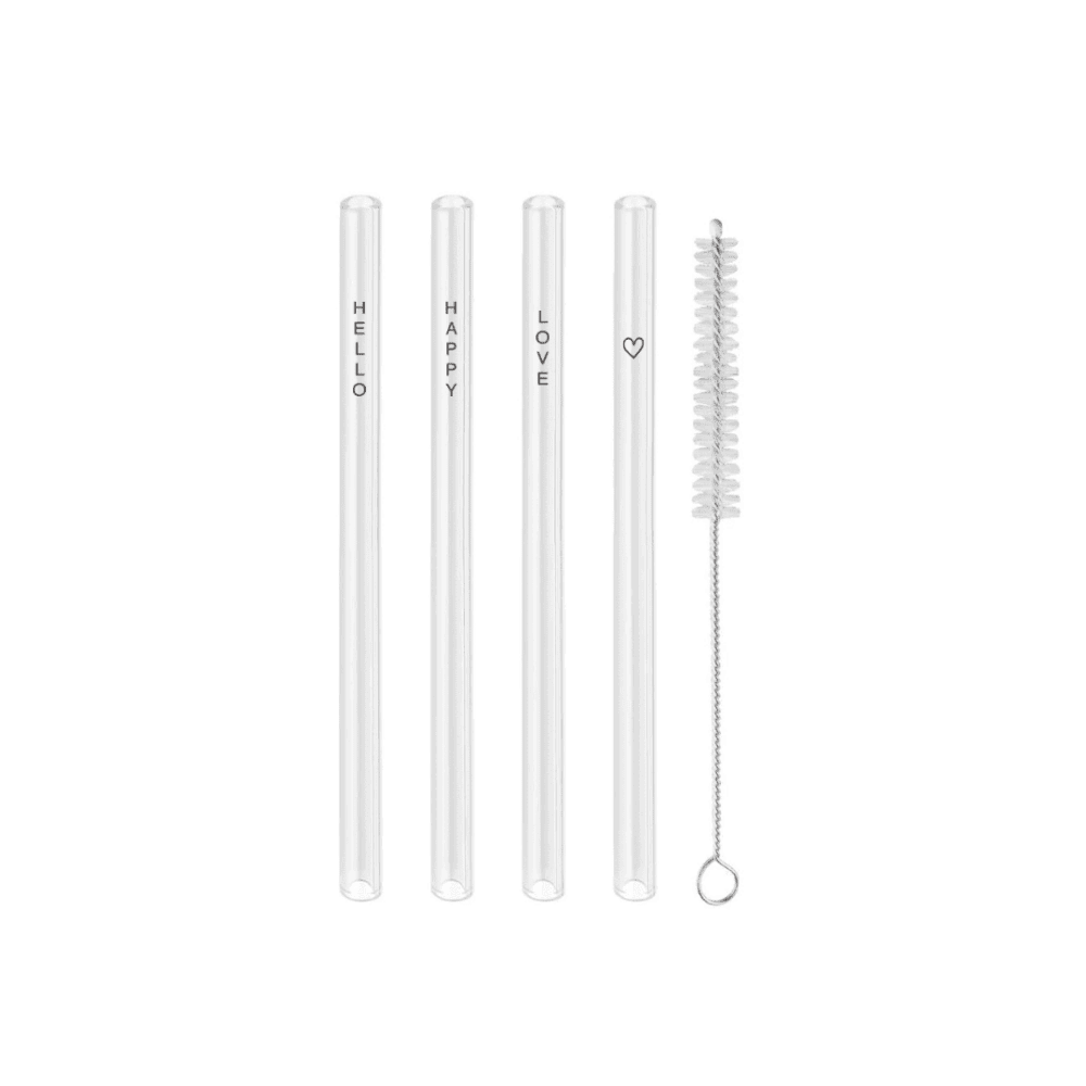 eulenschnitt glasstrohhalme "hello love" 4er set