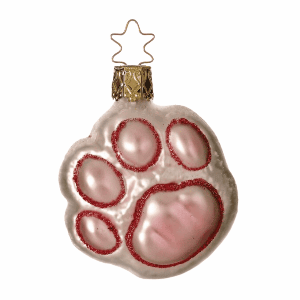 inge glas christbaumanhänger "pfötchen rosa"