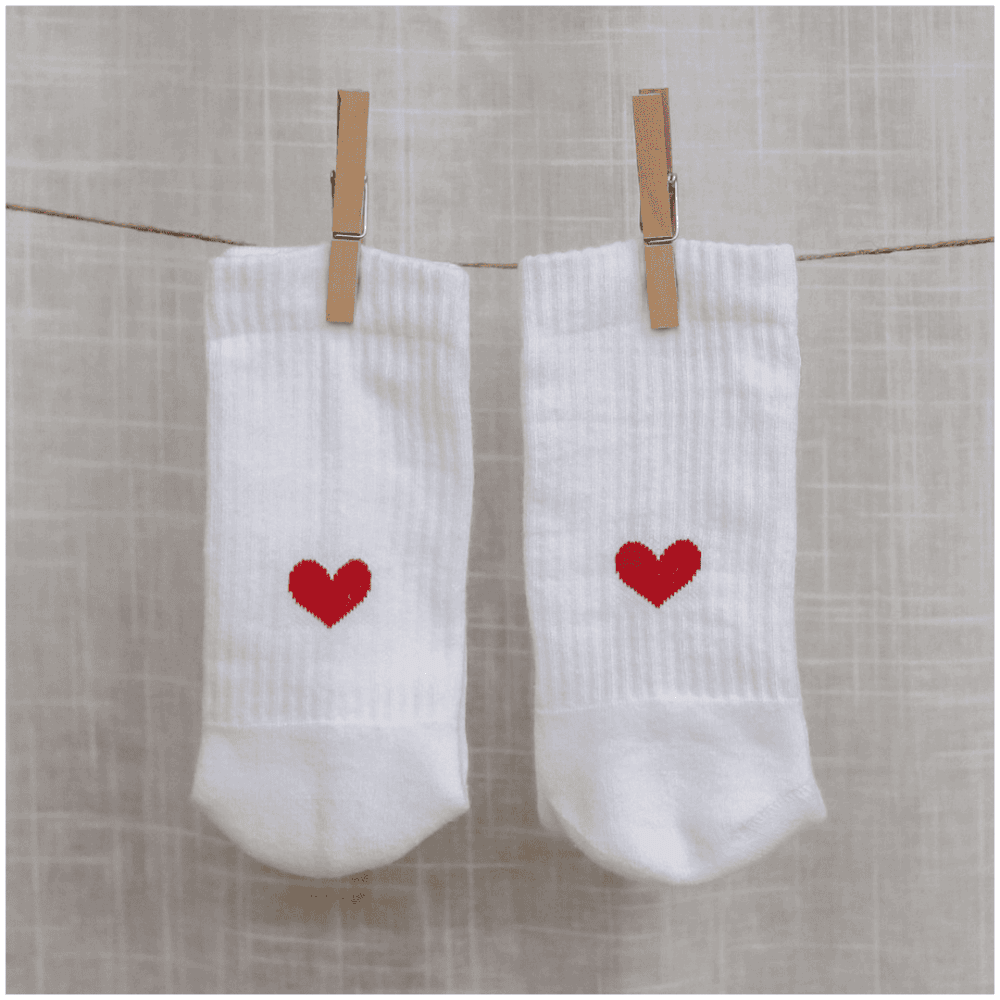eulenschnitt socken "herz", rot, größe 35-38