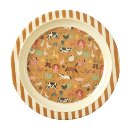 rice kinderschale, brown farm print