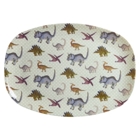 rice rechteckiger teller "new dino print", dusty blue