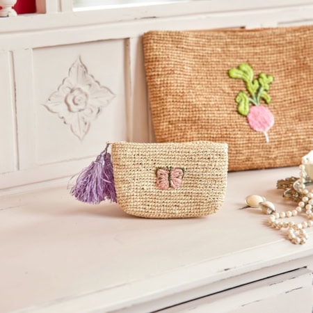 rice kleine raffia-geldbörse, tea