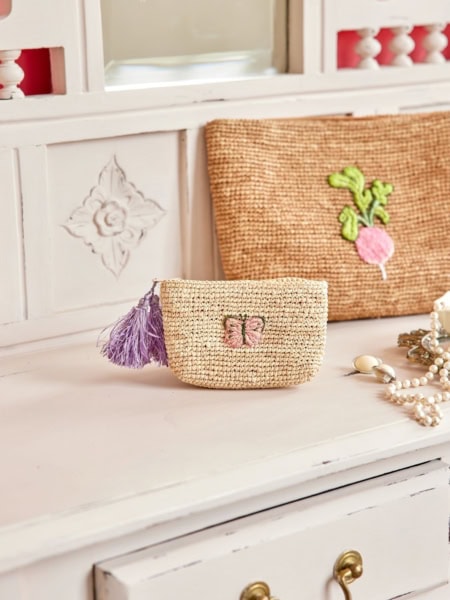 rice kleine raffia-geldbörse, tea