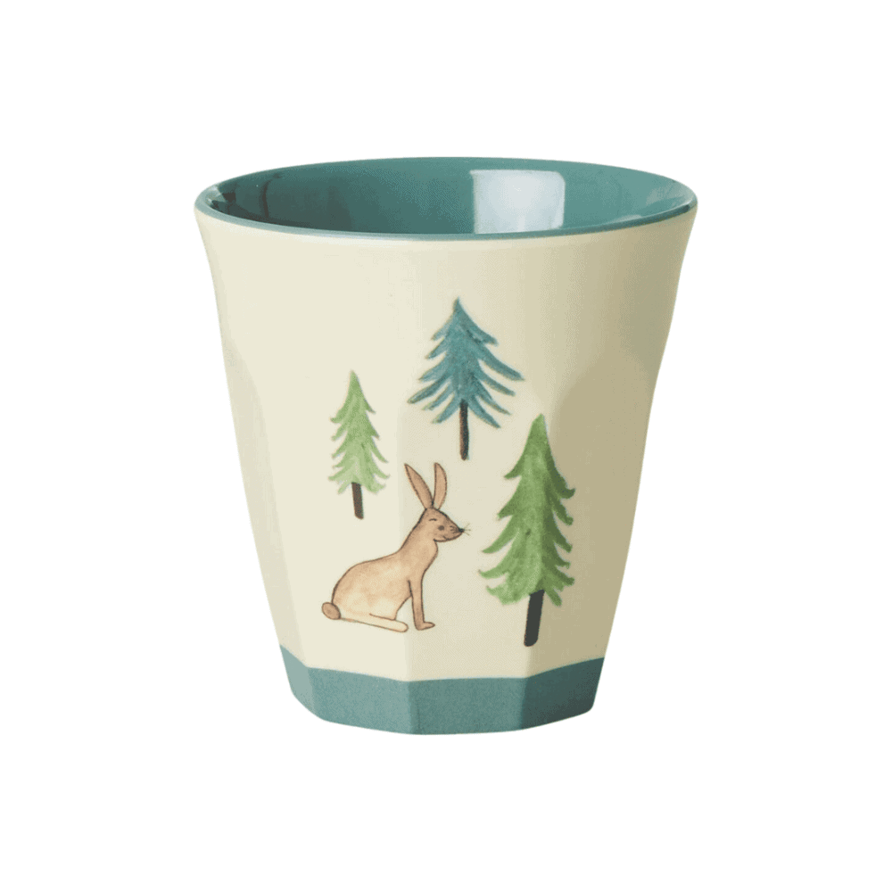 rice kinderbecher "happy forest print – turquoise striped", blau (kopie)