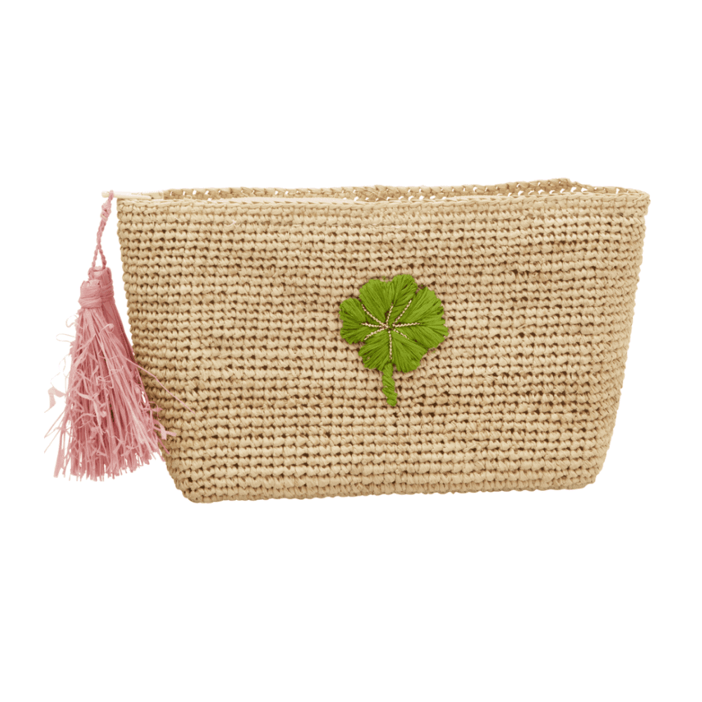 rice kleine raffia-clutch "clover", tea