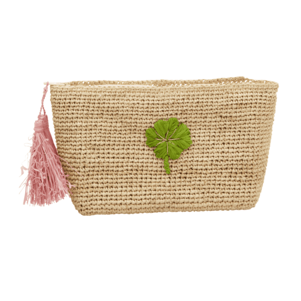 rice kleine raffia-clutch "clover", tea