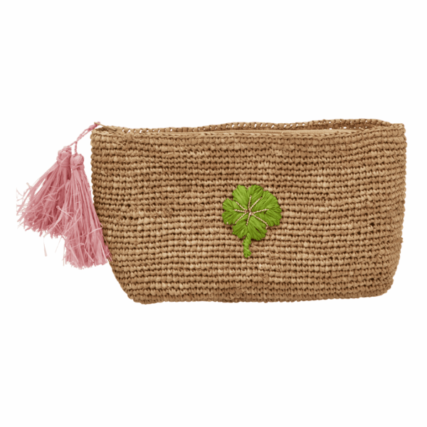 rice kleine raffia-clutch "clover", tea